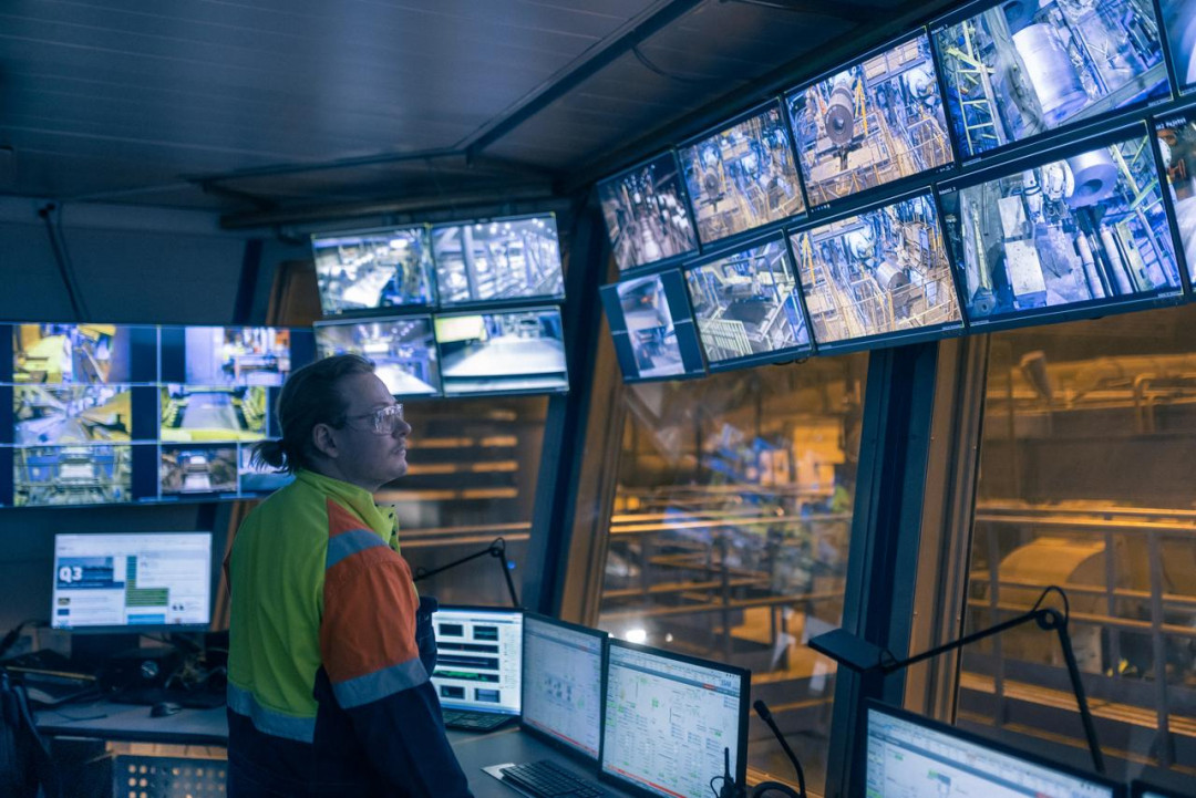 Pickling line control room at SSAB in Hämeenlinna